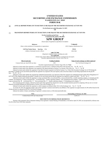 Thumbnail SJW Group
 10-K Annual Report 2019