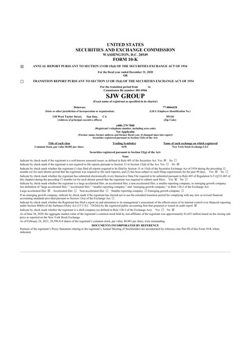 Thumbnail SJW Group
 10-K Annual Report 2020