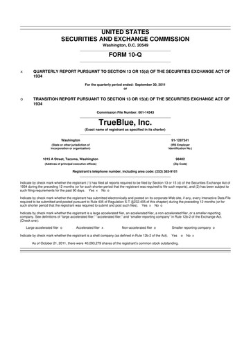Thumbnail TrueBlue 10-Q Quarterly Report FY2011 