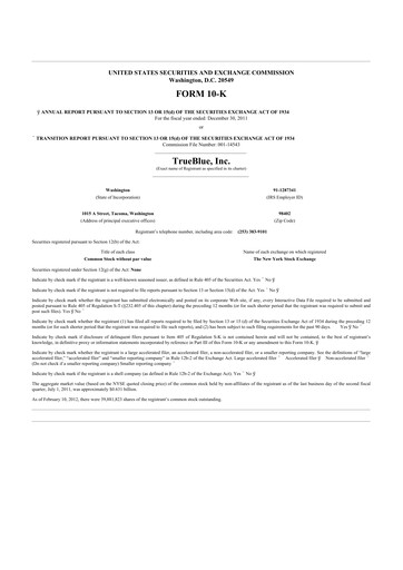 Thumbnail TrueBlue 10-K Annual Report 2011