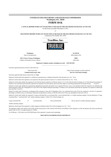 Thumbnail TrueBlue 10-K Annual Report 2015