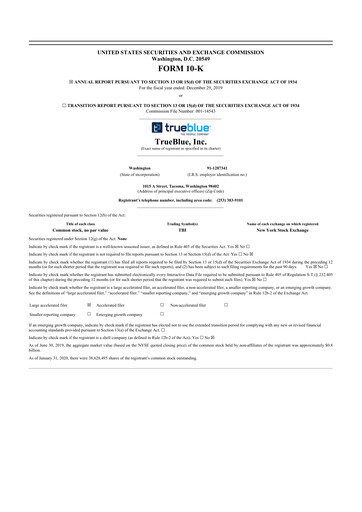 Thumbnail TrueBlue 10-K Annual Report 2019