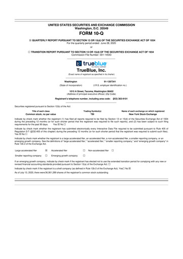 Thumbnail TrueBlue 10-Q Quarterly Report FY2020 
