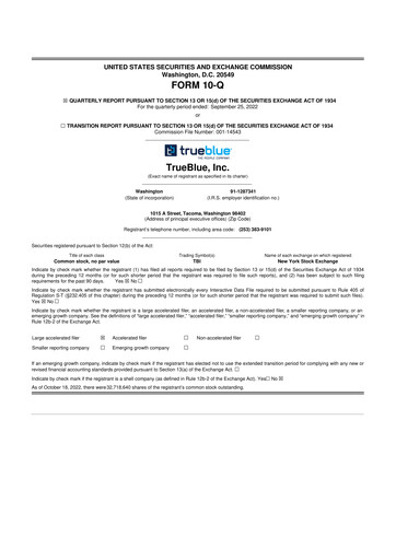 Thumbnail TrueBlue 10-Q Quarterly Report FY2022 