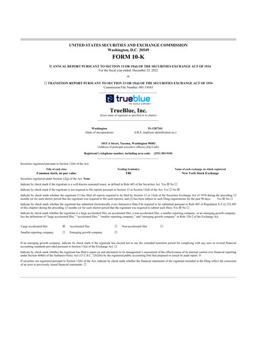 Thumbnail TrueBlue 10-K Annual Report 2022