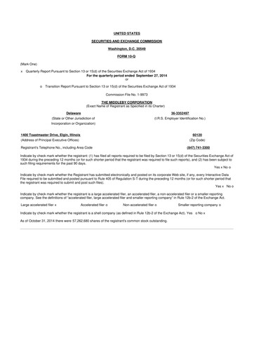 Thumbnail Middleby 10-Q Quarterly Report FY2014 