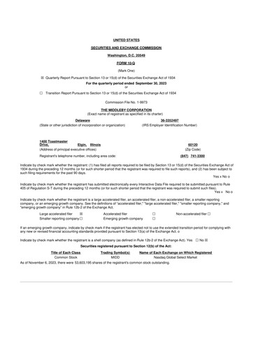 Thumbnail Middleby 10-Q Quarterly Report FY2023 