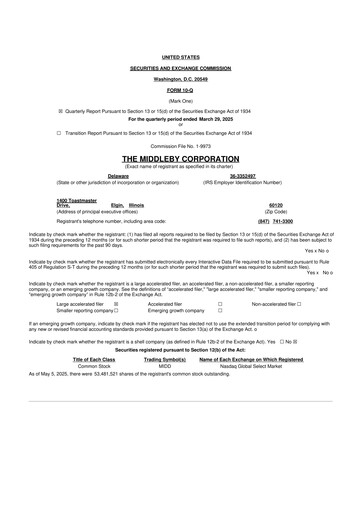 Thumbnail Middleby 10-Q Quarterly Report FY2025 
