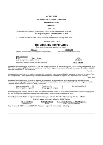 Thumbnail Middleby 10-Q Quarterly Report FY2025 