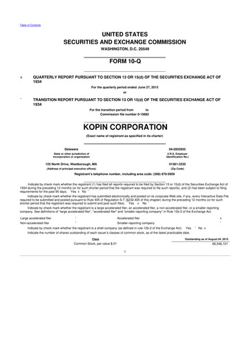 Thumbnail Kopin Corporation
 10-Q Quarterly Report FY2015 