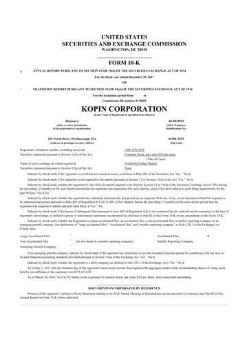 Thumbnail Kopin Corporation
 10-K Annual Report 2017