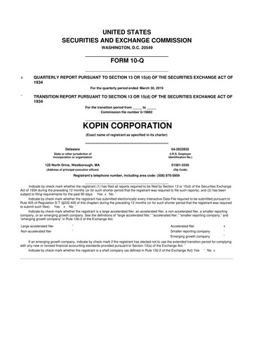 Thumbnail Kopin Corporation
 10-Q Quarterly Report FY2019 