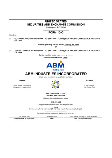 Thumbnail ABM Industries
 10-Q Quarterly Report FY2022 