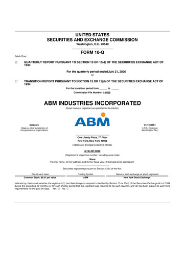 Miniature ABM Industries
 10-Q Rapport trimestriel 2026 Q3
