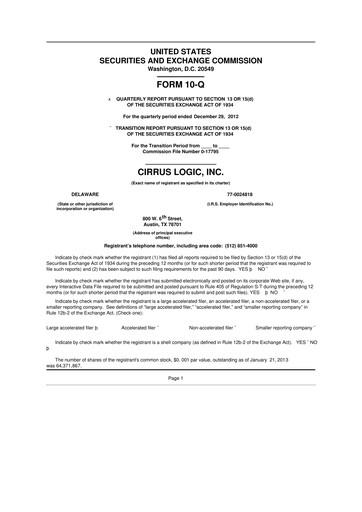 Thumbnail Cirrus Logic
 10-Q Quarterly Report FY2013 