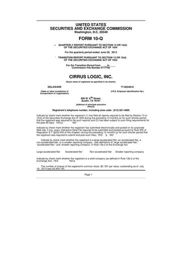 Thumbnail Cirrus Logic
 10-Q Quarterly Report FY2014 