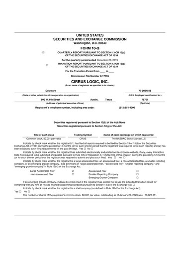 Thumbnail Cirrus Logic
 10-Q Quarterly Report FY2020 