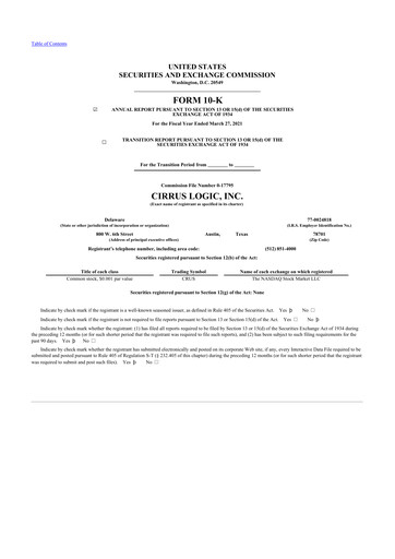 Thumbnail Cirrus Logic
 10-K Annual Report 2021