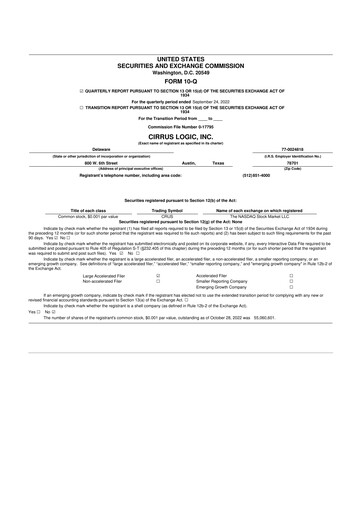 Thumbnail Cirrus Logic
 10-Q Quarterly Report FY2023 