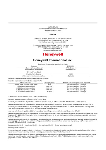 Thumbnail Honeywell 10-K Annual Report 2020