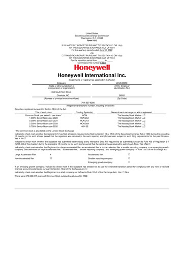 Thumbnail Honeywell 10-Q Quarterly Report FY2022 
