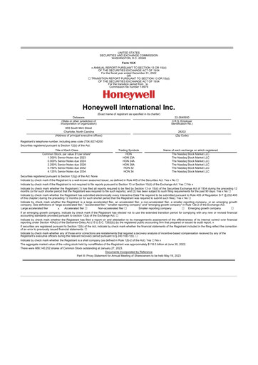 Thumbnail Honeywell 10-K Annual Report 2022