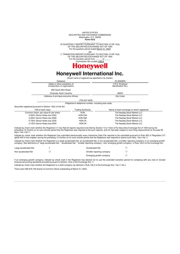 Thumbnail Honeywell 10-Q Quarterly Report FY2023 