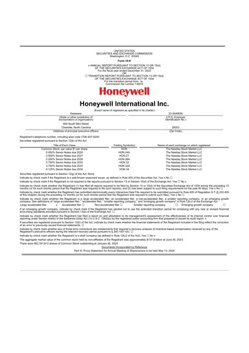Thumbnail Honeywell 10-K Annual Report 2023
