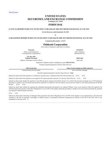 Thumbnail Oshkosh Corporation
 10-K Annual Report 2015