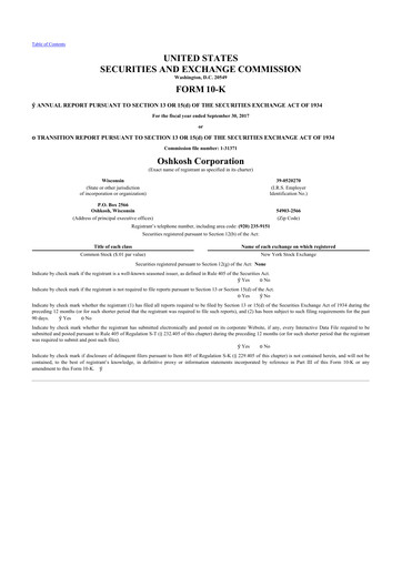 Thumbnail Oshkosh Corporation
 10-K Annual Report 2017