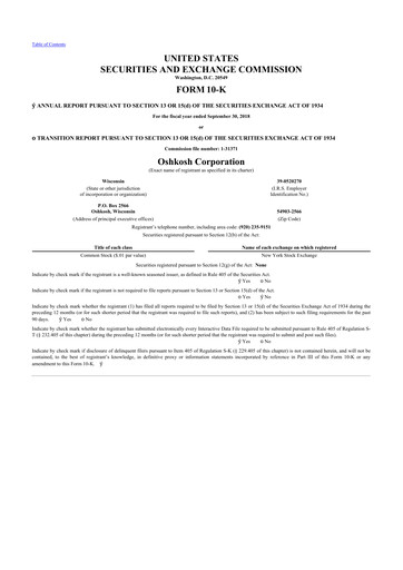 Thumbnail Oshkosh Corporation
 10-K Annual Report 2018