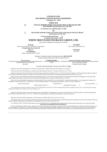 Thumbnail White Mountains Insurance Group 10-K Annual Report 2020