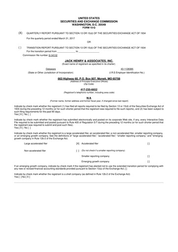 Thumbnail Jack Henry & Associates

 10-Q Quarterly Report FY2017 