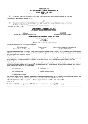 Thumbnail Jack Henry & Associates

 10-Q Quarterly Report FY2020 