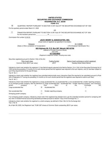 Thumbnail Jack Henry & Associates

 10-Q Quarterly Report FY2022 