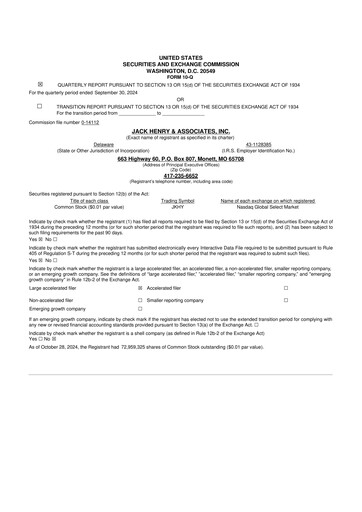 Thumbnail Jack Henry & Associates

 10-Q Quarterly Report FY2025 