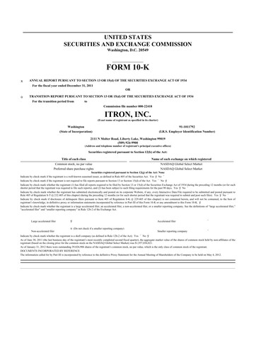 Thumbnail Itron
 10-K Annual Report 2011