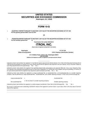 Thumbnail Itron
 10-Q Quarterly Report FY2016 