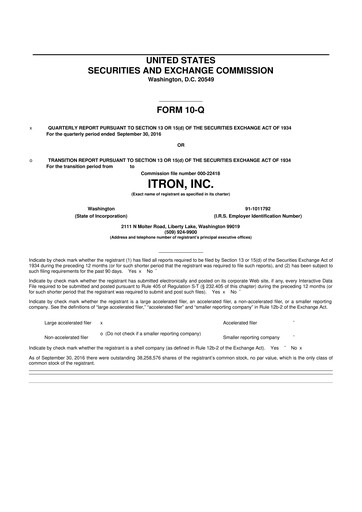 Thumbnail Itron
 10-Q Quarterly Report FY2016 