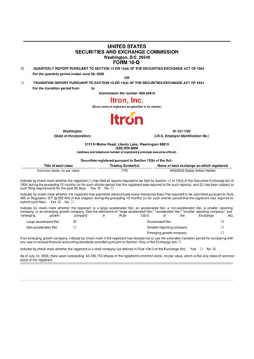 Thumbnail Itron
 10-Q Quarterly Report FY2026 