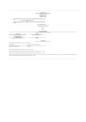 Thumbnail Vista Gold
 10-K Annual Report 2012