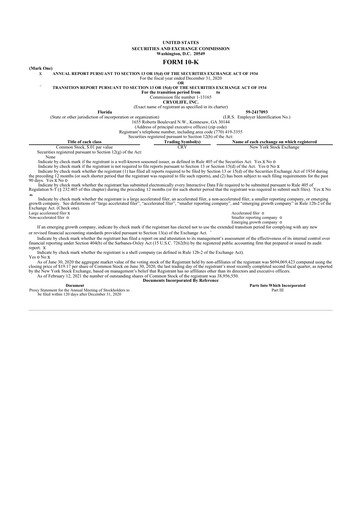 Thumbnail Artivion 10-K Annual Report 2020