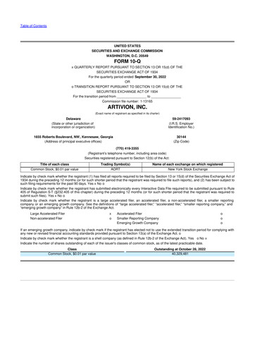 Thumbnail Artivion 10-Q Quarterly Report FY 