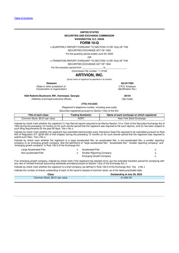 Thumbnail Artivion 10-Q Quarterly Report FY 