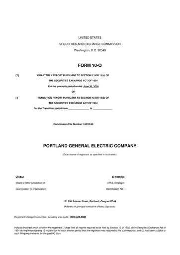 Thumbnail Portland General Electric
 10-Q Quarterly Report FY 