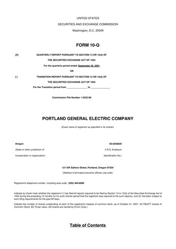 Thumbnail Portland General Electric
 10-Q Quarterly Report FY 