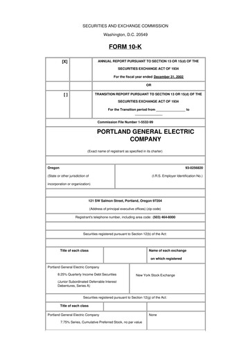 Thumbnail Portland General Electric
 10-K Annual Report 