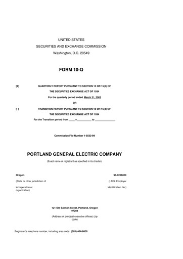 Thumbnail Portland General Electric
 10-Q Quarterly Report FY 