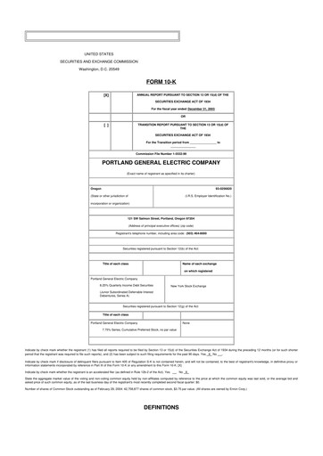 Thumbnail Portland General Electric
 10-K Annual Report 