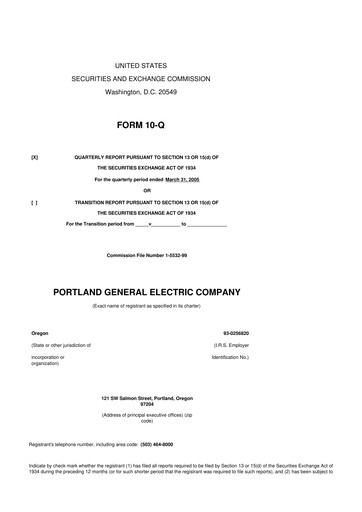 Thumbnail Portland General Electric
 10-Q Quarterly Report FY 